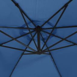 Berkfield Home Cantilever Umbrella with LED Lights & Steel Pole 300 cm Azure in Blue - thumbnail 9