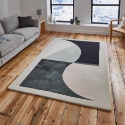 The Rug Shop UK Beige Handmade Geometric Polyester Luxurious Easy To Clean Area Rug - Size: 150 cm x 230 cm - thumbnail 1