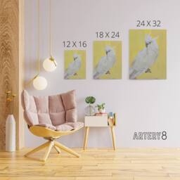 "Artery8 White Cockatoo Parrot Bird Canvas Wall Art Print in Yellow - Size: W18"" x H24""" - thumbnail 4