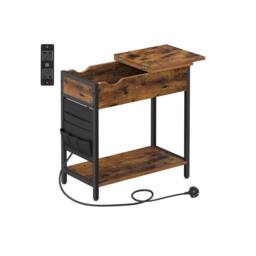 Pirlo Plush Slim Smart Bedside End Table With Power & USB Outlets Rustic Brown - thumbnail 6