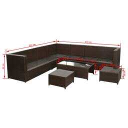 Berkfield Home 8 Piece Garden Lounge Set with Cushions Poly Rattan Brown - thumbnail 8