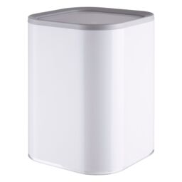 Orsina White Acrylic Waste Bin With Flip Lid, Compact Rubbish Bin, Grey Trim Dust Bin, Easy-Clean Bin For Papers