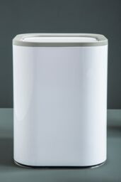Orsina White Acrylic Waste Bin With Flip Lid, Compact Rubbish Bin, Grey Trim Dust Bin, Easy-Clean Bin For Papers - thumbnail 3