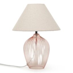 ValueLights Olivet Pink Glass Table Lamp With Cream Tapered Shade - thumbnail 2