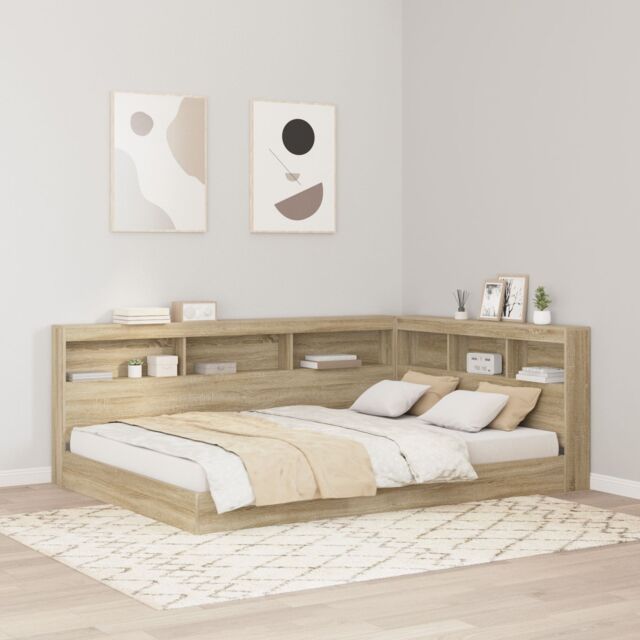 Berkfield Home Storage Headboard with Shelf Sonoma oak 135 cm Engineered wood in Brown - image 1