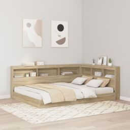 Berkfield Home Storage Headboard with Shelf Sonoma oak 135 cm Engineered wood in Brown - thumbnail 1