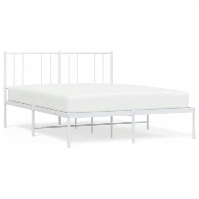 Berkfield Home Metal Bed Frame with Headboard White 140x190 cm - image 1