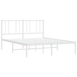Berkfield Home Metal Bed Frame with Headboard White 140x190 cm - thumbnail 3