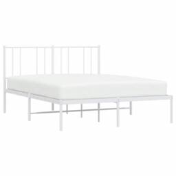 Berkfield Home Metal Bed Frame with Headboard White 140x190 cm - thumbnail 5