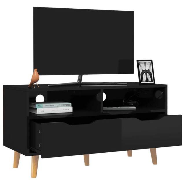 Berkfield Home TV Cabinet High Gloss Black 90x40x48.5 cm Engineered Wood - image 1