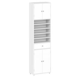 FORGEVIO 180 CM Linen Cabinet Organizer with Doors & Adjustable in White - thumbnail 6