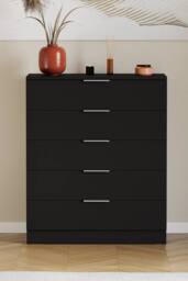 HD Designs Trega 5 Drawer Chest of Drawers Space Saving Bedroom in Black - thumbnail 3