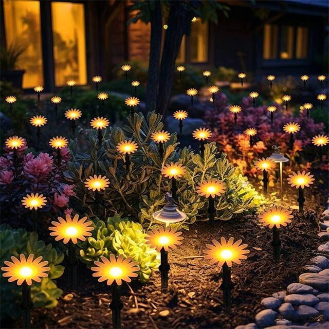 Quipulse 10 Lights Solar-powered Sunflower Garden Ground Lights in Warm White - image 1