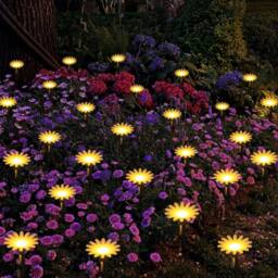 Quipulse 10 Lights Solar-powered Sunflower Garden Ground Lights in Warm White - thumbnail 2
