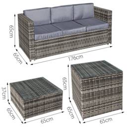 Oseasons Malta Rattan 10 Seat U-Shape Set in Walnut Grey with 2 Footstools in Brown - thumbnail 6