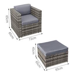 Oseasons Malta Rattan 10 Seat U-Shape Set in Walnut Grey with 2 Footstools in Brown - thumbnail 7