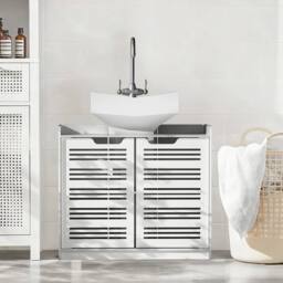 KORVIXA White Under-Sink Bathroom Basin Cabinet - Size: 180 cm width x 180 cm drop - thumbnail 4