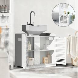 KORVIXA White Under-Sink Bathroom Basin Cabinet - Size: 180 cm width x 180 cm drop - thumbnail 5