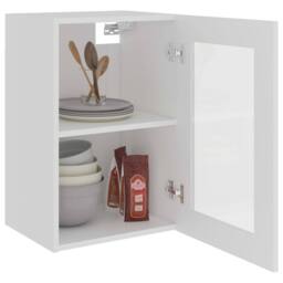 Berkfield Home Hanging Glass Cabinet White 40x31x60 cm Engineered Wood - Size: 40 x 31 x 60 cm - thumbnail 4