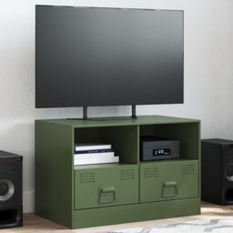 Berkfield Home TV Cabinet Olive Green 67x39x44 cm Steel - Size: 67 x 39 x 44 cm
