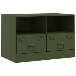 Berkfield Home TV Cabinet Olive Green 67x39x44 cm Steel - Size: 67 x 39 x 44 cm - thumbnail 2