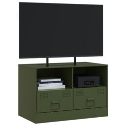 Berkfield Home TV Cabinet Olive Green 67x39x44 cm Steel - Size: 67 x 39 x 44 cm - thumbnail 4