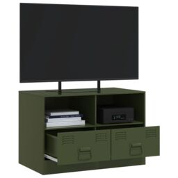 Berkfield Home TV Cabinet Olive Green 67x39x44 cm Steel - Size: 67 x 39 x 44 cm - thumbnail 5