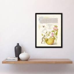 Artery8 Beetle Flowers & Gourd Calligraphy Framed Wall Art Print - Size: A4 - thumbnail 4