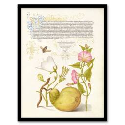 Artery8 Beetle Flowers & Gourd Calligraphy Framed Wall Art Print - Size: A4 - thumbnail 1