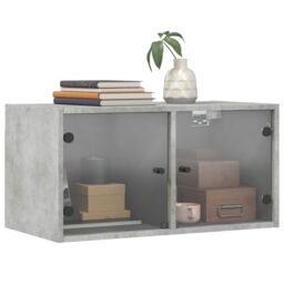 Berkfield Home Wall Cabinet with Glass Doors Concrete Grey 68.5x37x35 cm - thumbnail 4
