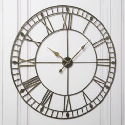 Home Garden Direct EOS - Skeleton Wall Clock with Roman Numerals - 100x100 in Black - thumbnail 2