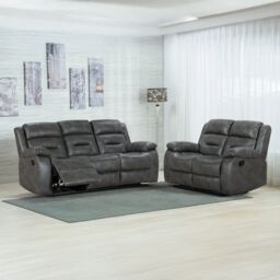 Furnishings For Less UK Monty Grey Fabric Manual Reclining 3 & 2 Sofa Suite - thumbnail 1