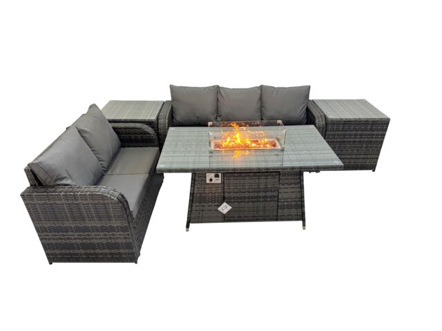 Fimous Garden Outdoor Rattan Furniture Set with 2 Side Tables in Dark Grey - image 1