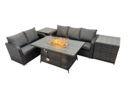 Fimous Garden Outdoor Rattan Furniture Set with 2 Side Tables in Dark Grey - thumbnail 2