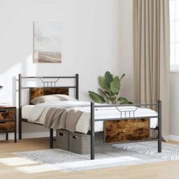 Berkfield Home Bed Frame without Mattress Smoked Oak 80x200 cm Engineered Wood in Brown - thumbnail 4