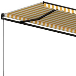 Berkfield Home Manual Retractable Awning 450x350 cm Yellow & White - thumbnail 5