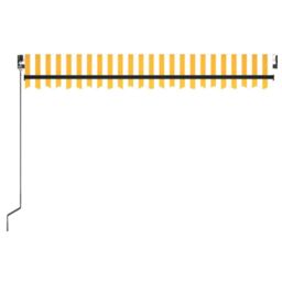 Berkfield Home Manual Retractable Awning 450x350 cm Yellow & White - thumbnail 4