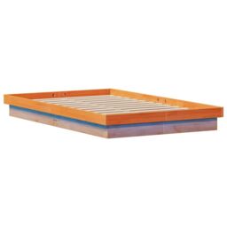Berkfield Home LED Bed Frame without Mattress Wax Brown 120x200 cm Solid Wood - Size: Small Double - thumbnail 6