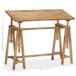 Berkfield Home Drafting Table Solid Mango Wood 116x50x76 cm in Brown - Size: 116 x 50 x 76 cm - thumbnail 8