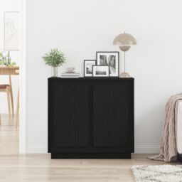 Berkfield Home Sideboard Black Oak 80x34x75 cm Engineered Wood - Size: 80 x 34 x 75 cm - thumbnail 4