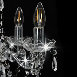 Berkfield Home Chandelier with Crystal Beads Silver Round 5 x E14 - thumbnail 6