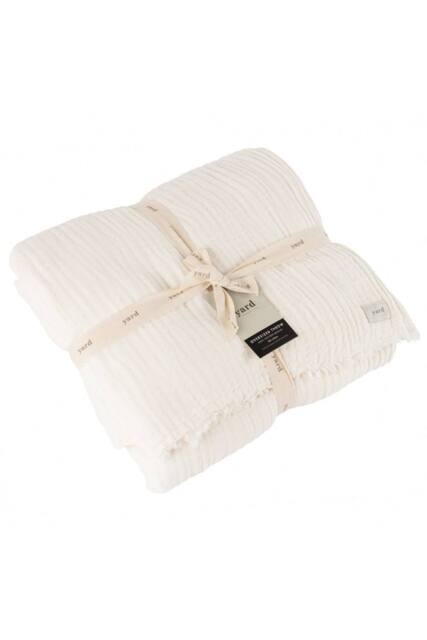 Yard Lark 100% Cotton Muslin Frayed Edge Throw in White - Size: 130 cm x 180 cm - image 1