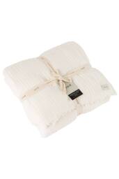 Yard Lark 100% Cotton Muslin Frayed Edge Throw in White - Size: 130 cm x 180 cm - thumbnail 1