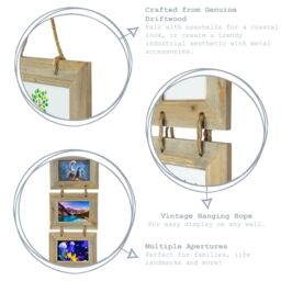 "Nicola Spring Rustic Wooden Hanging 5 Photo Frame - 6 x 4"" - Pack of 5 in Natural" - thumbnail 2