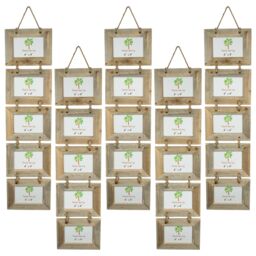 "Nicola Spring Rustic Wooden Hanging 5 Photo Frame - 6 x 4"" - Pack of 5 in Natural" - thumbnail 1