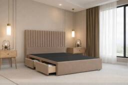 "Nexus Mattresses Ltd Amalfi Plush Divan Bed Base 2 Drawers Same Side - 54"" Headboard in Bronze - Size: King" - thumbnail 1