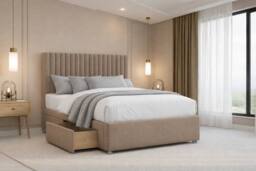 "Nexus Mattresses Ltd Amalfi Plush Divan Bed Base 2 Drawers Same Side - 54"" Headboard in Bronze - Size: King" - thumbnail 3