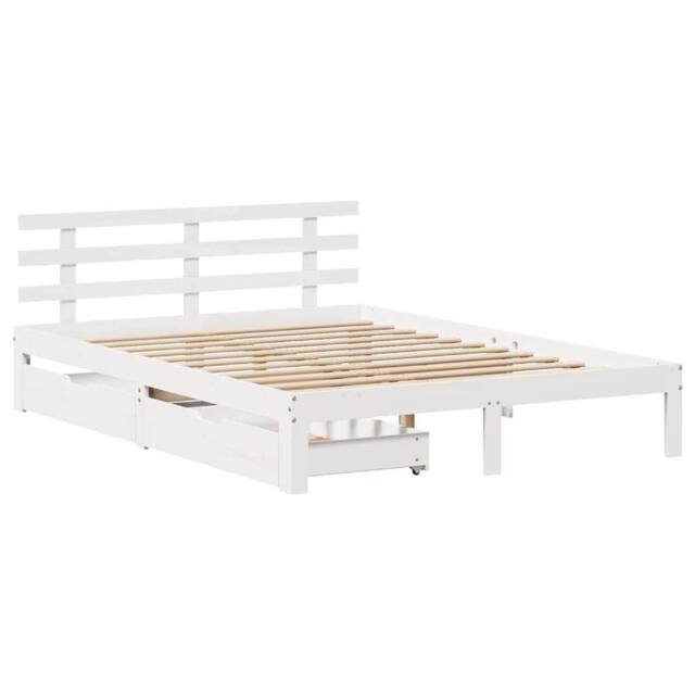 Berkfield Home Decorative Bed Frame with Drawers without Mattress White 120x200 cm - Size: Small Double - image 1