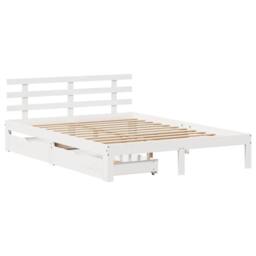 Berkfield Home Decorative Bed Frame with Drawers without Mattress White 120x200 cm - Size: Small Double - thumbnail 1