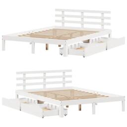 Berkfield Home Decorative Bed Frame with Drawers without Mattress White 120x200 cm - Size: Small Double - thumbnail 9